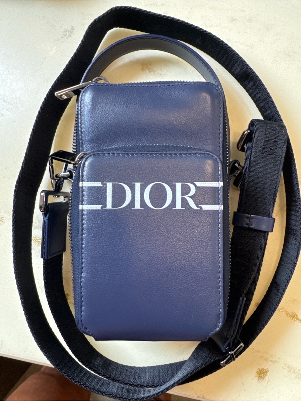 Dior Navy Leather Crossbody Proof of Authenticity